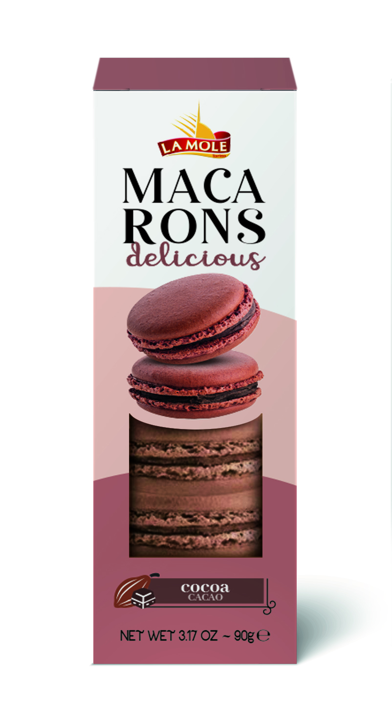 LA MOLE Sausainiai Macarons šokolado skonio