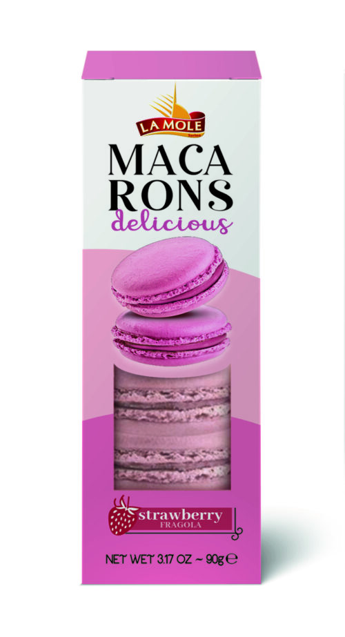 LA MOLE Sausainiai Macarons braškių skonio