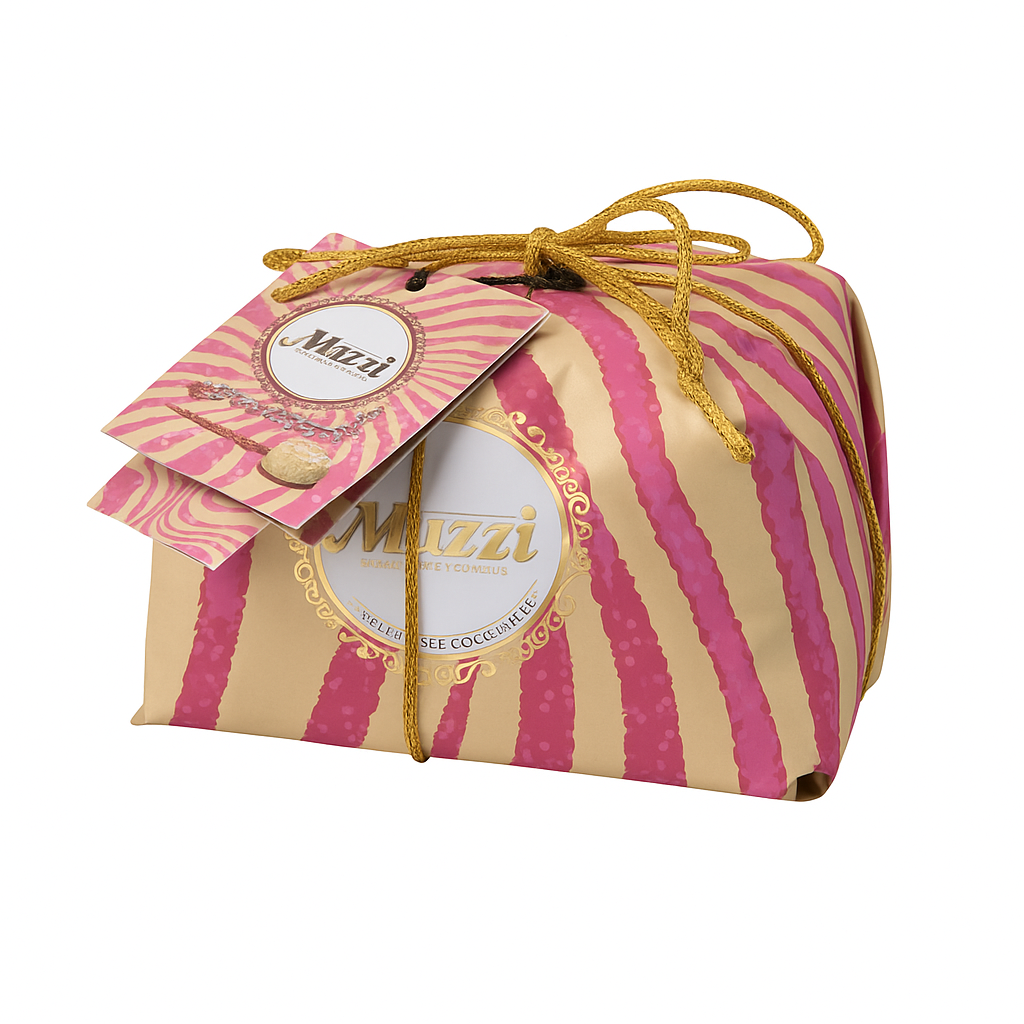 MUZZI Panettone su braškėm, baltuoju šokoladu ir žaliaisiais pipirais