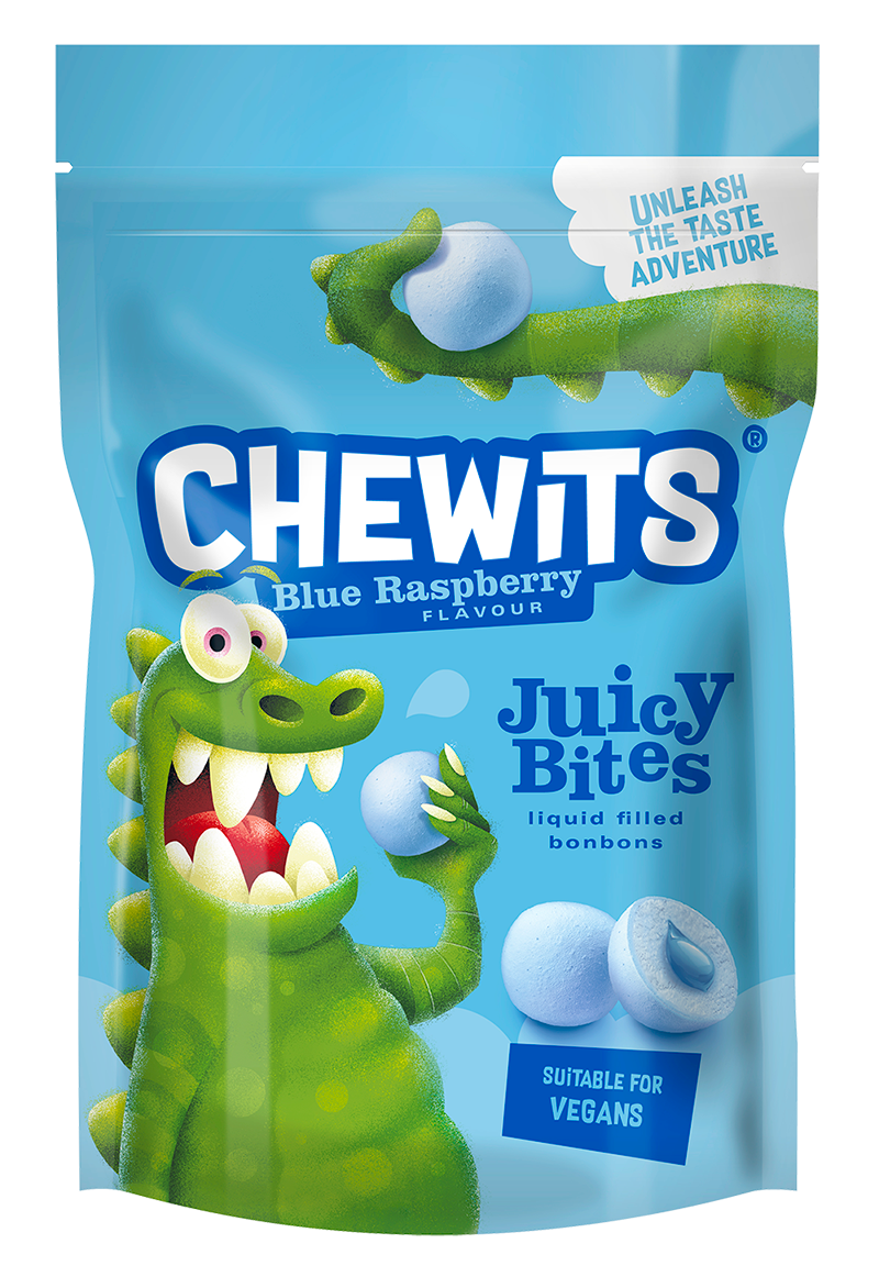CHEWITS Juicy Bites mėl. Avietės sk. kramt. saldain.