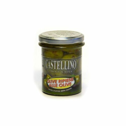 CASTELLINO žaliosios alyvuogės įdarytos juodųjų alyvuogių kremu